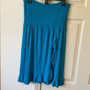 Dotti Strapless Turquoise Coverup w ruffle